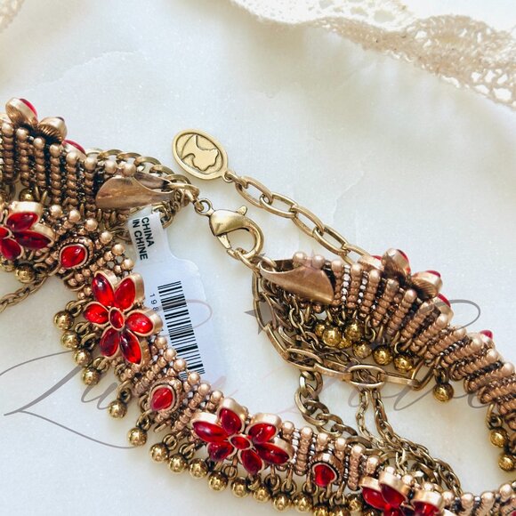 FREE PEOPLE x Ariana Ost Walsh Choker Necklace In Gold / Ruby NWT - Picture 5 of 5